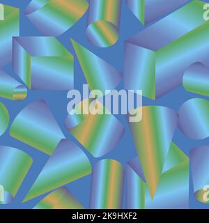 seamless pattern with different colored geometric shapes and shapes made with gradient without background Stock Vector