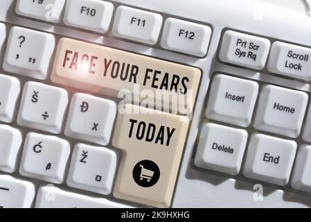 Handwriting text Face Your Fears. Business idea Strong and confident to look into the future to success Blank Frame Decorated With Abstract Modernized Stock Photo