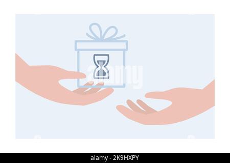 Giving time to someone. The concept of precious time. Vector illustration. Stock Vector