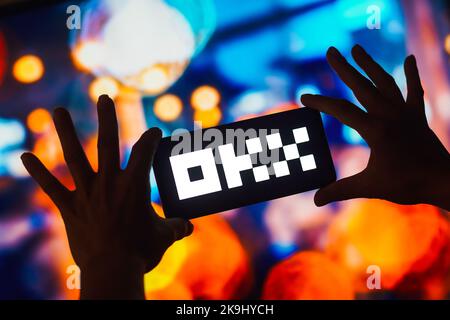 Brazil. 28th Oct, 2022. In this photo illustration, the OKX logo is displayed on a smartphone screen. (Credit Image: © Rafael Henrique/SOPA Images via ZUMA Press Wire) Stock Photo