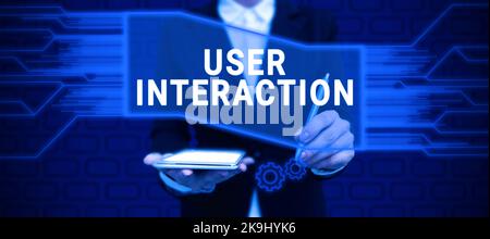 Conceptual caption User Interaction. Business idea how the customer acts on the system and vice versa Arrow system pointing upwards symbolizing Stock Photo