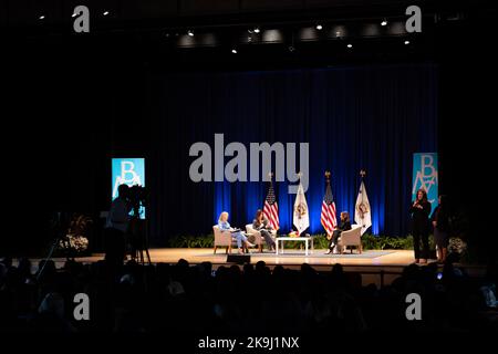 Bryn Mawr, United States. 28th Oct, 2022. Sophia Bush speaks during a conversation on protecting reproductive rights with US Vice President Kamala Harris and Congresswoman Mary Gay Scanlon ( D-PA-05) at Bryn Mawr College in Bryn Mawr, Pennsylvania, US on Friday, Oct 28, 2022. The Biden administration has sought to spotlight efforts to protect abortion access after the Supreme Court struck down Roe v. Wade earlier this year, the landmark ruling that had guaranteed abortion rights for nearly 50 years. (Photo by Hannah Beier/Sipa USA) Credit: Sipa USA/Alamy Live News Stock Photo