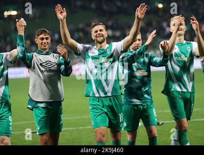 Bremen, Deutschland. 28th Oct, 2022. firo : 28.10.2022, football, soccer, 1st league, first 1st federal league, season 2022/2023, SV Werder Bremen - Hertha BSC Berlin final jubilation Niclas Fullkrug Credit: dpa/Alamy Live News Stock Photo