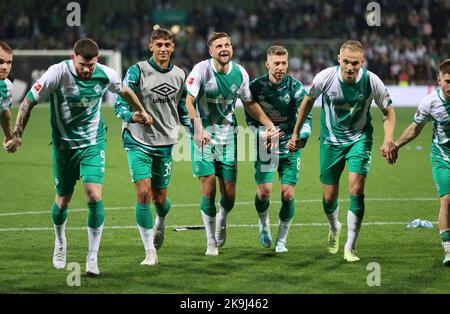 Bremen, Deutschland. 28th Oct, 2022. firo : 28.10.2022, football, soccer, 1st league, first 1st federal league, season 2022/2023, SV Werder Bremen - Hertha BSC Berlin final jubilation Niclas Fullkrug Credit: dpa/Alamy Live News Stock Photo