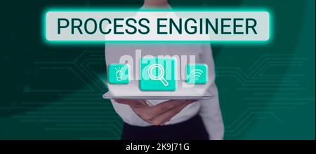 Text caption presenting Process Engineer. Business overview deciding how to go about producing a particular product Stock Photo