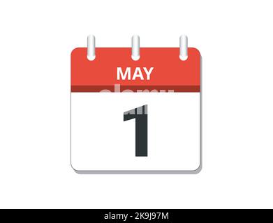 May 1st calendar icon vector. Concept of schedule, business and tasks Stock Vector