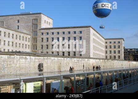 Tourists gather at the outdoor Topography of Terror Museum on site of former Nazi Gestapo HQ in Berlin, Germany. Stock Photo