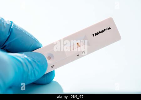 Negative tramadol rapid test, conceptual image Stock Photo