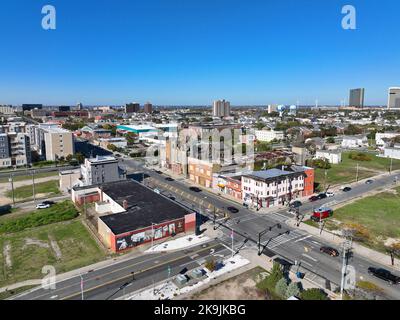 Atlantic City downtown including Price Memorial AME Zion Church at Atlantic Avenue and Massachusetts Avenue in Atlantic City, New Jersey NJ, USA. Stock Photo