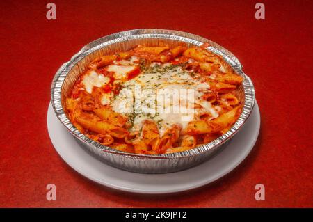 Delicious Italian dish best known as baked ziti Stock Photo