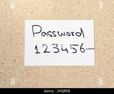 Password handwritten text on a white post card Stock Photo