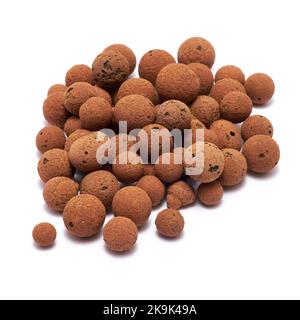 pile of expanded clay drainage isolated on white background Stock Photo