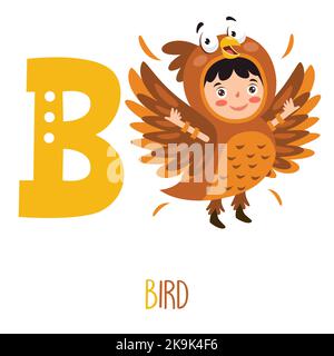 Character In Animal Costume Showing Alphabet Letter Stock Vector