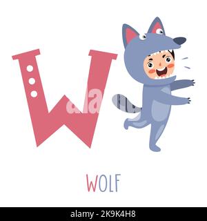 Character In Animal Costume Showing Alphabet Letter Stock Vector