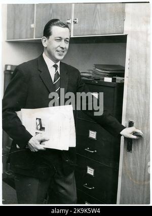 District Manager Gunnar Lindvall at Trafikaktiebolaget Grängesbergoxelösund Railways, TGOJ Management Office in Eskilstuna. Stock Photo