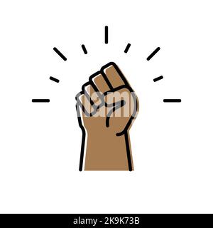 Black raised fist protest symbol icons. Hands clenched power symbol. Black lives important protest. Vector illustration Stock Vector