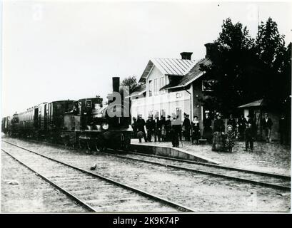 Insjöns station.station built in 1914. Two -storey station house in wood Stock Photo