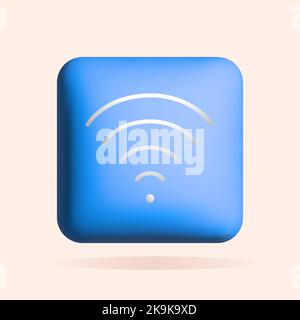 3D wi-fi, internet icon design. Social media marketing concept. Vector render illustration. Stock Vector