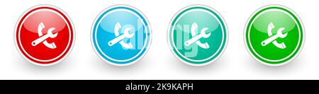 Phone service, repair vector icons, colorful glossy buttons on white Stock Vector