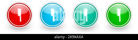 Cleaver knife vector icons, colorful glossy buttons on white Stock Vector