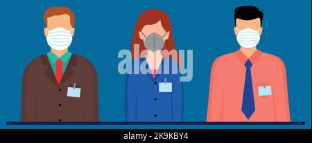office workers must wear protective masks if there is a possibility of spreading the virus Stock Vector
