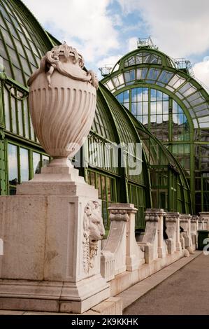 Burggarten and Schmetterlinghaus Art Nouveau Palm House is home to hundreds of butterflies in central Vienna, Austria. Stock Photo