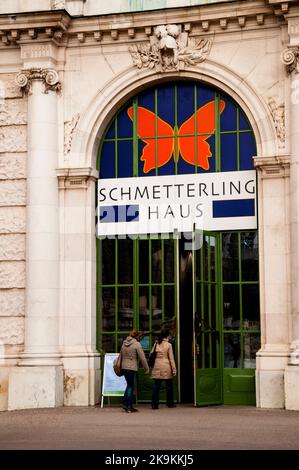 Schmetterlinghaus Art Nouveau is home to hundreds of butterflies in Vienna, Austria. Stock Photo