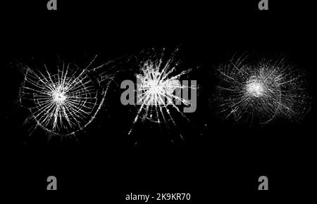 Broken glass window. Isolated realistic cracked glass effect Stock Photo