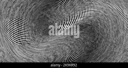 Abstract monochrome grunge halftone pattern. Soft dynamic lines. Half tone illustration Stock Photo