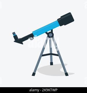 Telescope vector illustration icon isolated on white background. Telescope on tripod stand Stock Vector