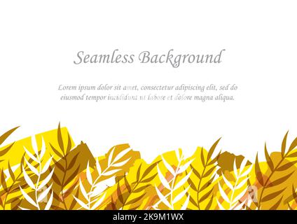 Vector Seamless Botanical illustration With Text Space Isolated On A White Background. Horizontally Repeatable. Stock Vector