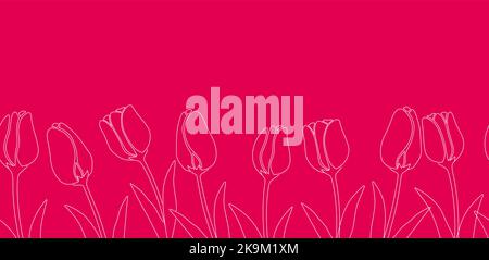 Seamless watercolor flower background with text space isolated on white background. Vector illustration. Horizontally repeatable. Stock Vector