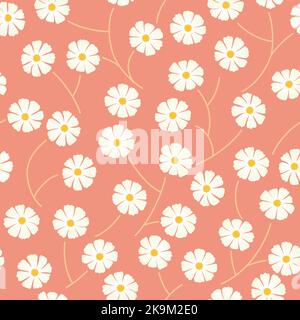 Seamless Springtime Background Vector Illustration With Simple Tulip Line Drawing Pattern. Horizontally And Vertically Repeatable. Stock Vector