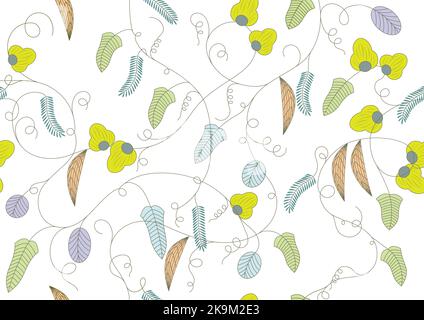 Seamless Springtime Background Vector Illustration With Simple Tulip Line Drawing Pattern. Horizontally And Vertically Repeatable. Stock Vector