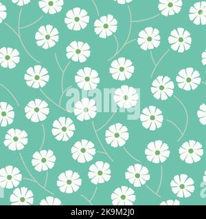 Seamless Springtime Background Vector Illustration With Simple Tulip Line Drawing Pattern. Horizontally And Vertically Repeatable. Stock Vector