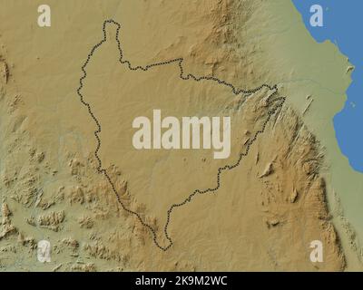 Lilongwe, district of Malawi. Colored elevation map with lakes and rivers Stock Photo