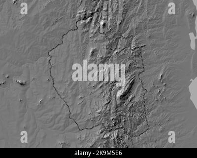 Ntchisi, district of Malawi. Bilevel elevation map with lakes and rivers Stock Photo