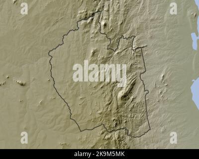 Ntchisi, district of Malawi. Elevation map colored in wiki style with lakes and rivers Stock Photo