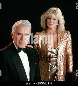 JOHN FORSYTHE and LINDA EVANS in DYNASTY (1981), directed by PHILIP LEACOCK, JEROME COURTLAND and DON MEDFORD. Credit: Aaron Spelling Productions / Album Stock Photo