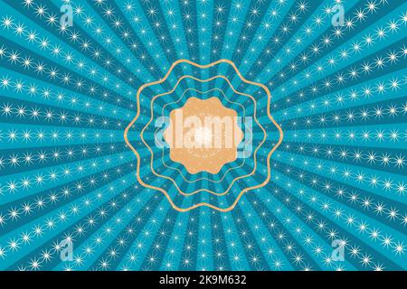 Sunburst background with blue stripes and stars. Vector Illustration Stock Vector