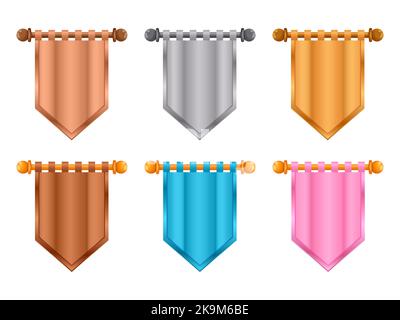 Medieval cartoon flag set insignia game design Vector Image