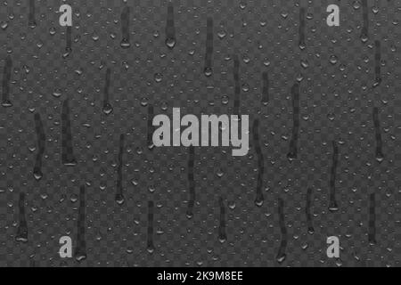 Realistic water drop transparent pattern on dark background Stock Vector