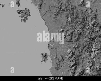 Kedah, state of Malaysia. Bilevel elevation map with lakes and rivers Stock Photo