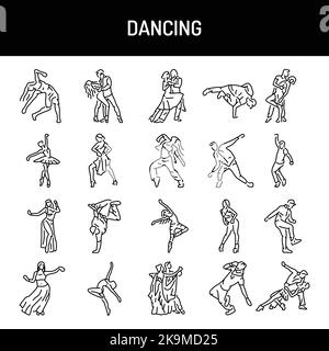 Dancing color line icons set. Pictograms for web page Stock Vector