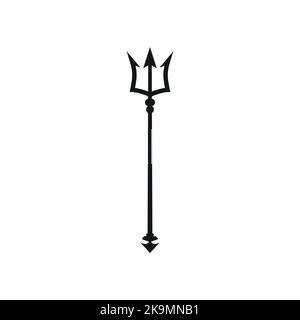 Trident black icon. Neptune sign. Barbados national symbol vector illustration. Isolated on white. Eps 10 Stock Vector
