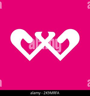Red heart love logo design, abstract love icon design vector template Stock Vector