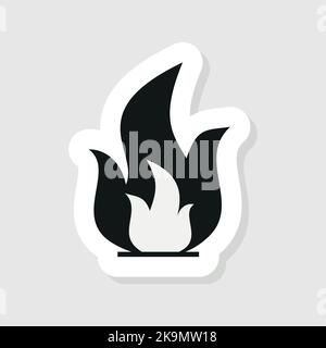 Fire, sticker isolated on white background. Cute vector flat illustration. Suitable for stickers printing, templates, decoration, scheduler and organi Stock Vector