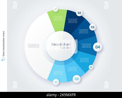 Vector round circle infographic chart template divided by seven parts Stock Vector