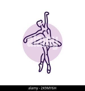 Beauty ballerina color line icon. Ballet dance. Stock Vector