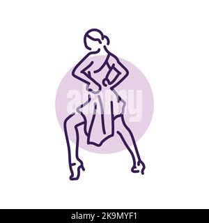 Woman dancing salsa color line icon. Latin dance. Stock Vector